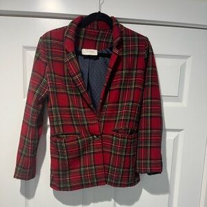 Cecilie Copenhagen Red and Blue Wool Plaid Fabric